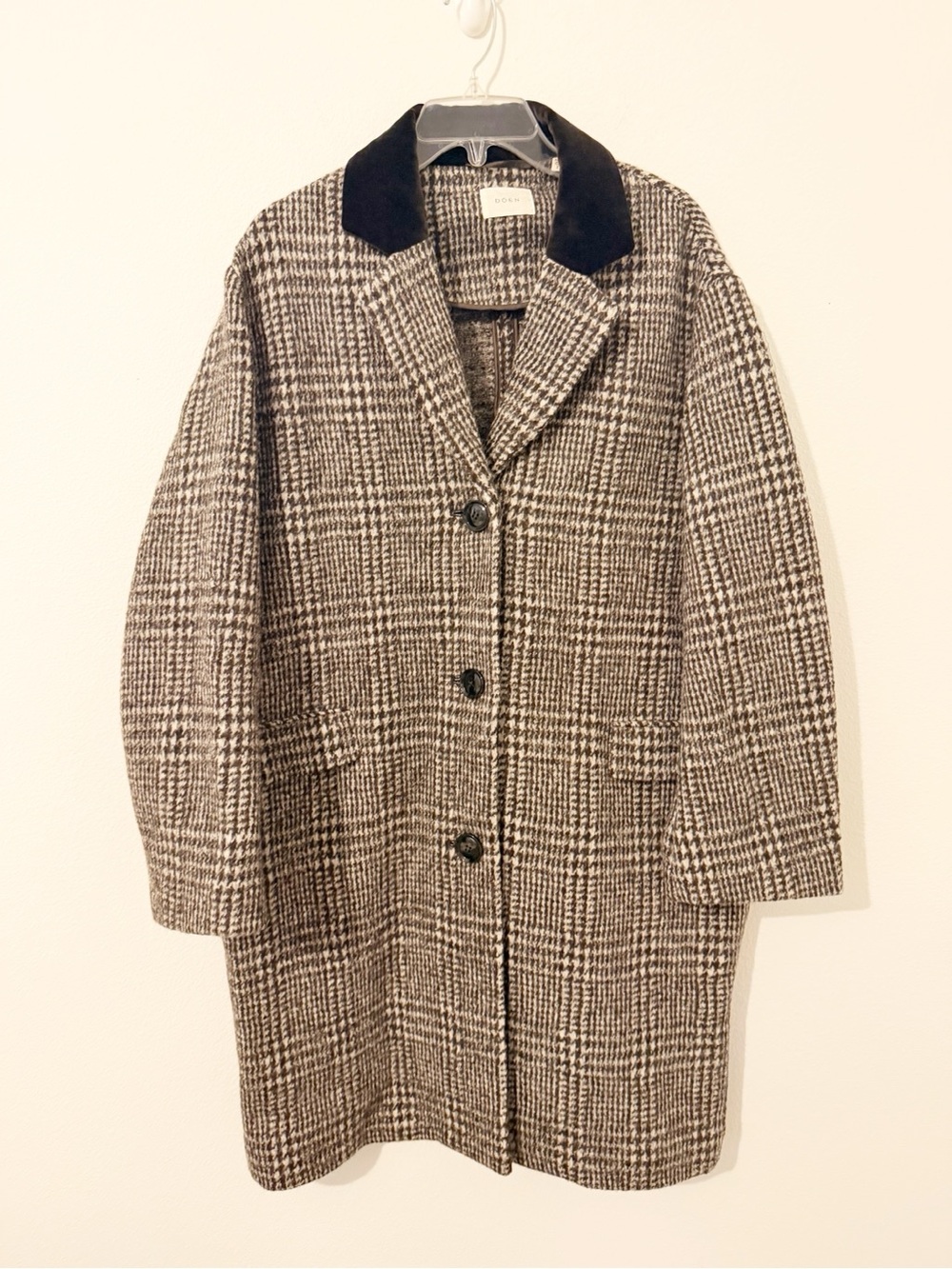 Doen Dover Coat in Lascelle Houndstooth Long Wool Size XS * - Picture 2 of 9